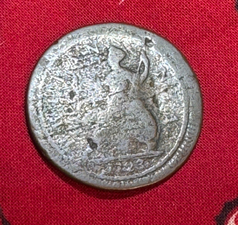 **Authentic 1723 Issue George I, Pre-Revolutionary War Halfpenny