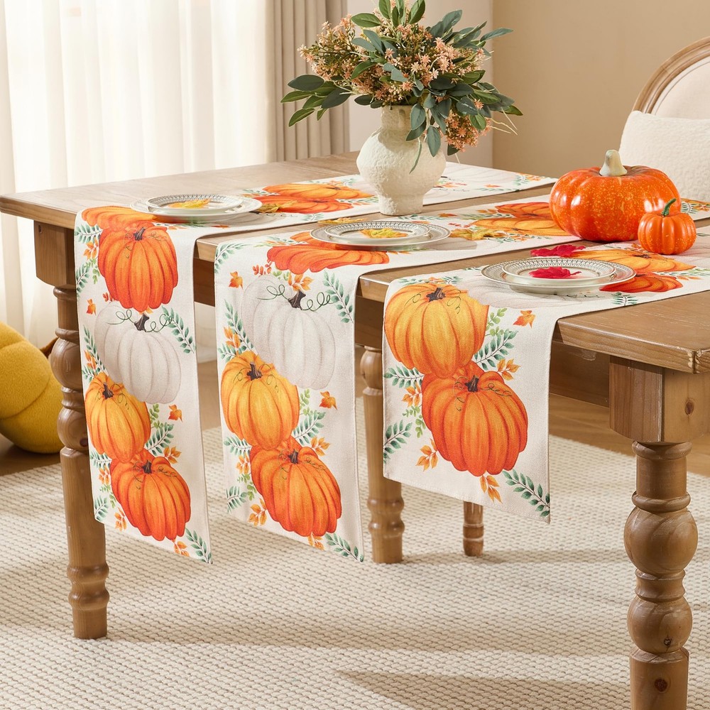 Thanksgiving Table Runner for Thanksgiving Decorations, Fall Table Runner wit...