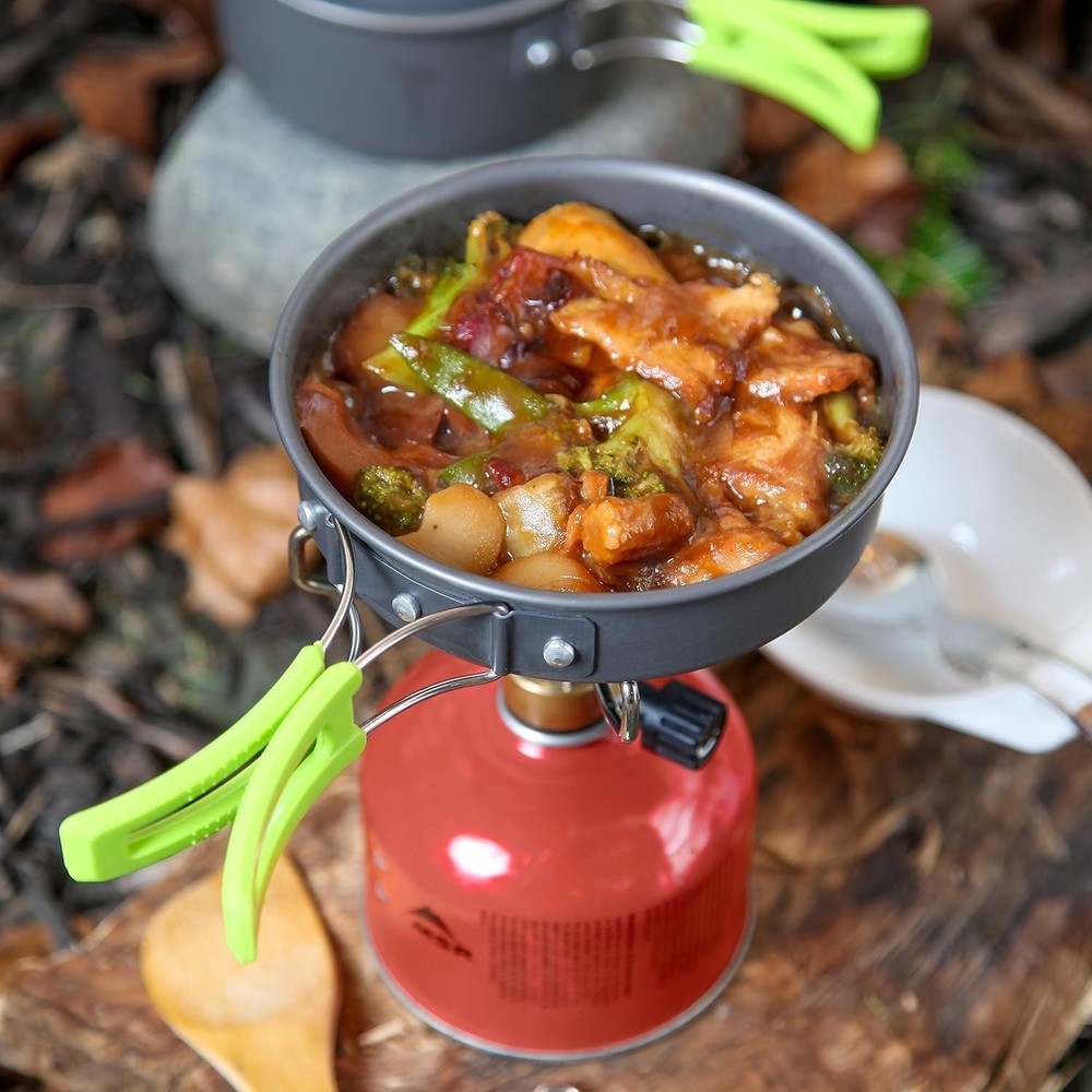 Durable 10-Piece Backpacking Cookware Set with Essential Utensils Included