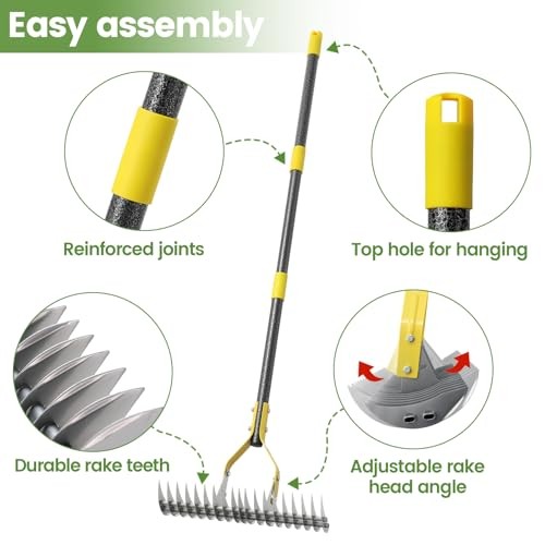 Thatch Rake Heavy Duty Dethatcher Rake Adjustable Dethatching for 55 inch