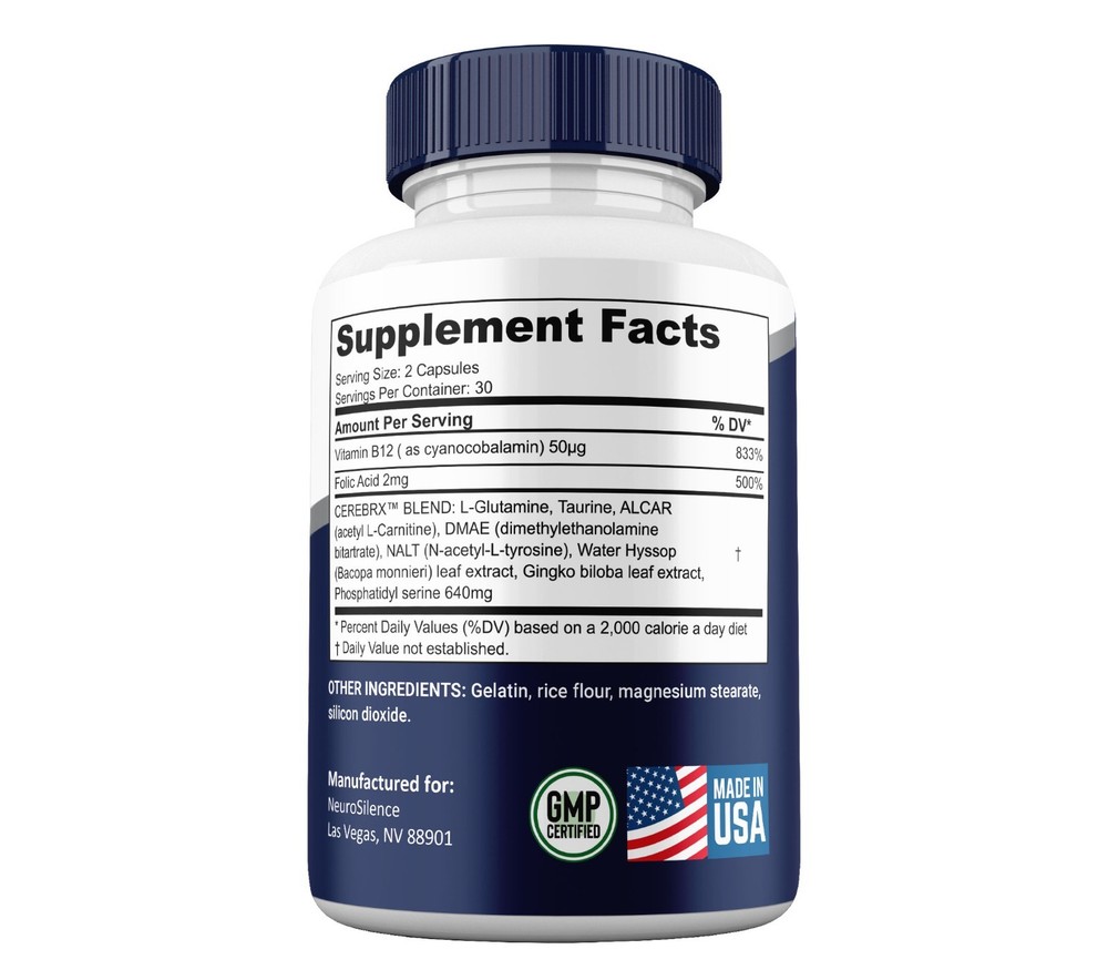 Neuro Silence Capsules, Max Strength, NeuroSilence Supplement (10 Pack)