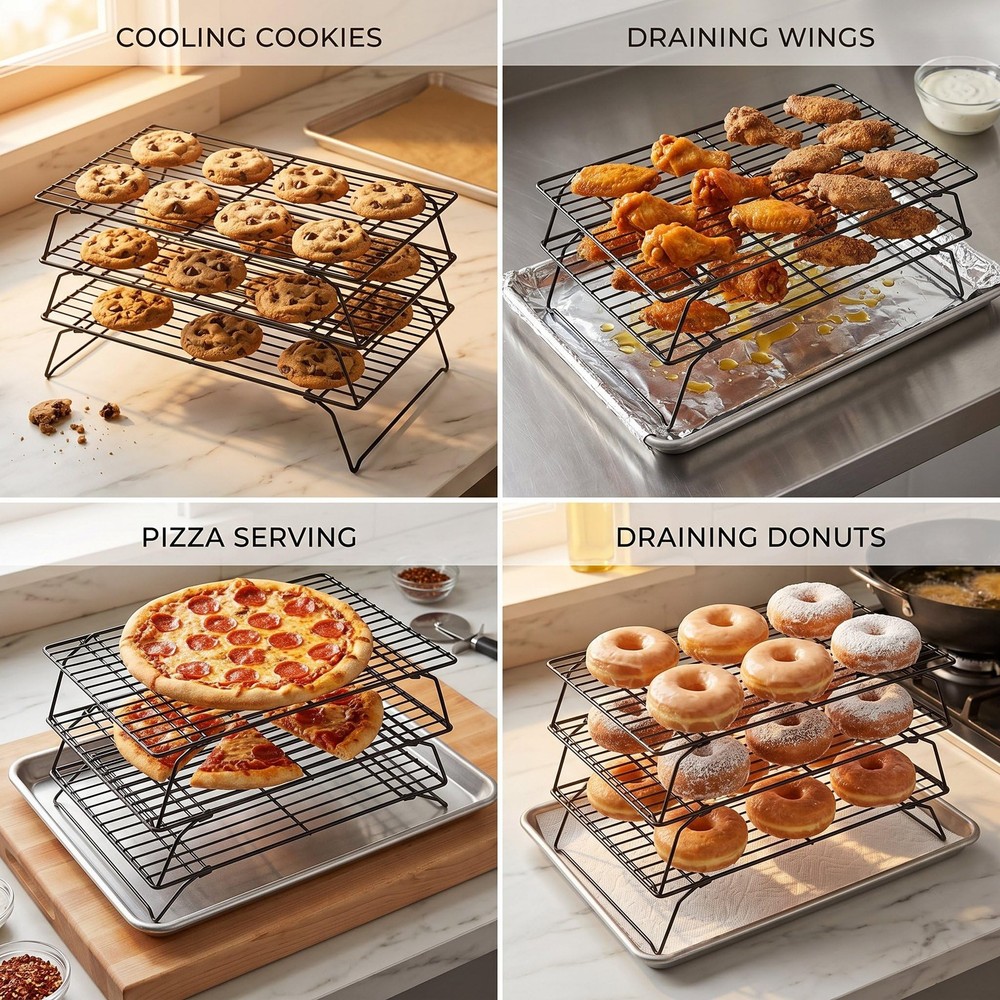 Cooling Racks for Baking, 3-Tier Stackable Wire Cooling Rack Set 10"x15.8",He...