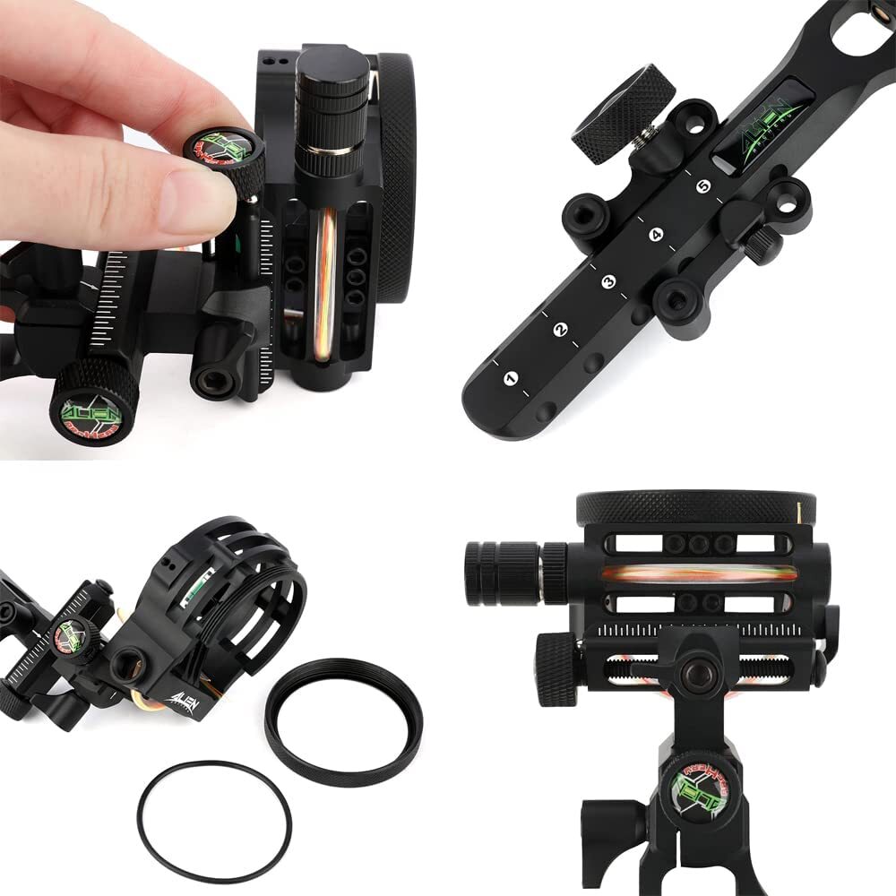 Compound Bow Sight 5 Pin Micro Adjustable Light Adaptor .019" Archery Hunt RH LH