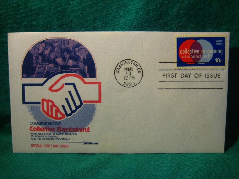 First Day Issue-Fleetwood Cachet-10c Collective Bargaining-Scott #1558
