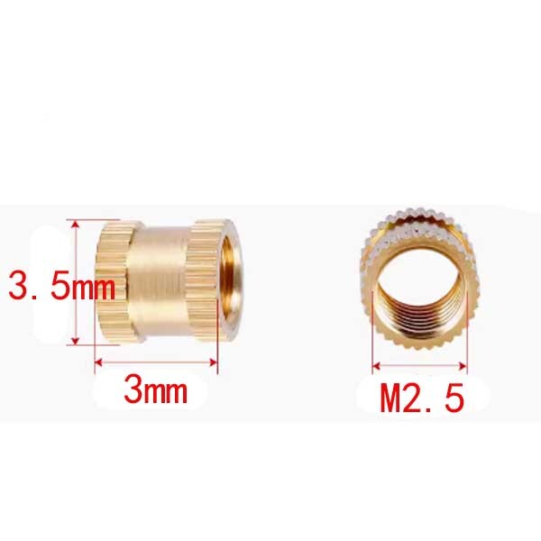 35pcs M2.5 Brass Knurled Injection Molded Nut Through-hole Nuts Pre-embedded