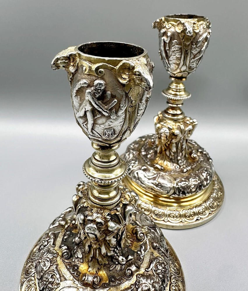VICTORIAN PAIR GILT ELECTROTYPE 5.5" CANDLESTICKS ELKINGTON & CO 1900