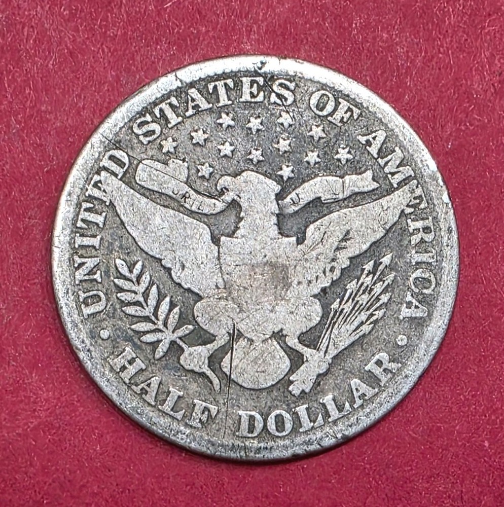 1898 Barber Half Dollar, Die Gouges On Reverse. G04 Condition