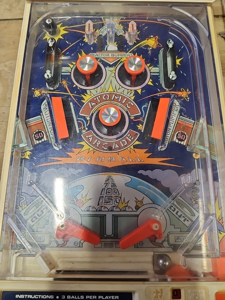 Vintage 1979 TOMY Atomic Arcade Tabletop Pinball Machine Working