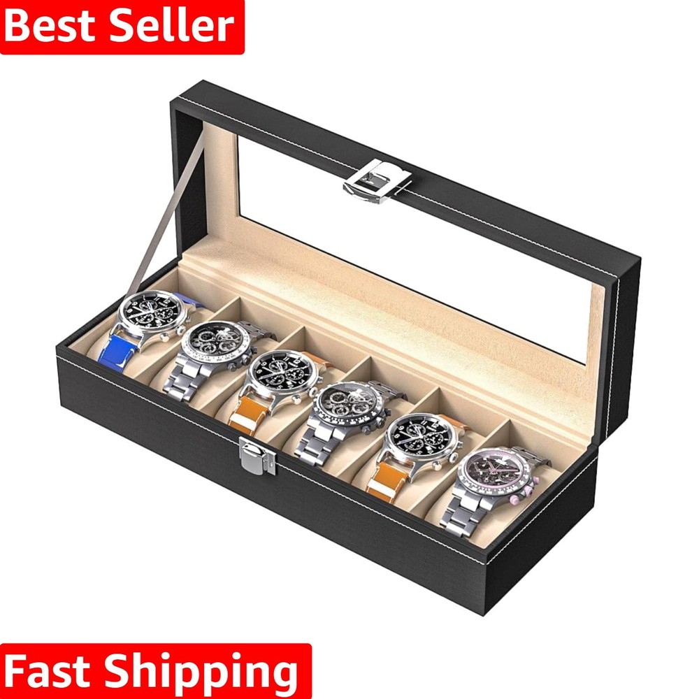 Watch Display Case For Men,Leather Watch Organizer Box,Watch Travel Organizer...