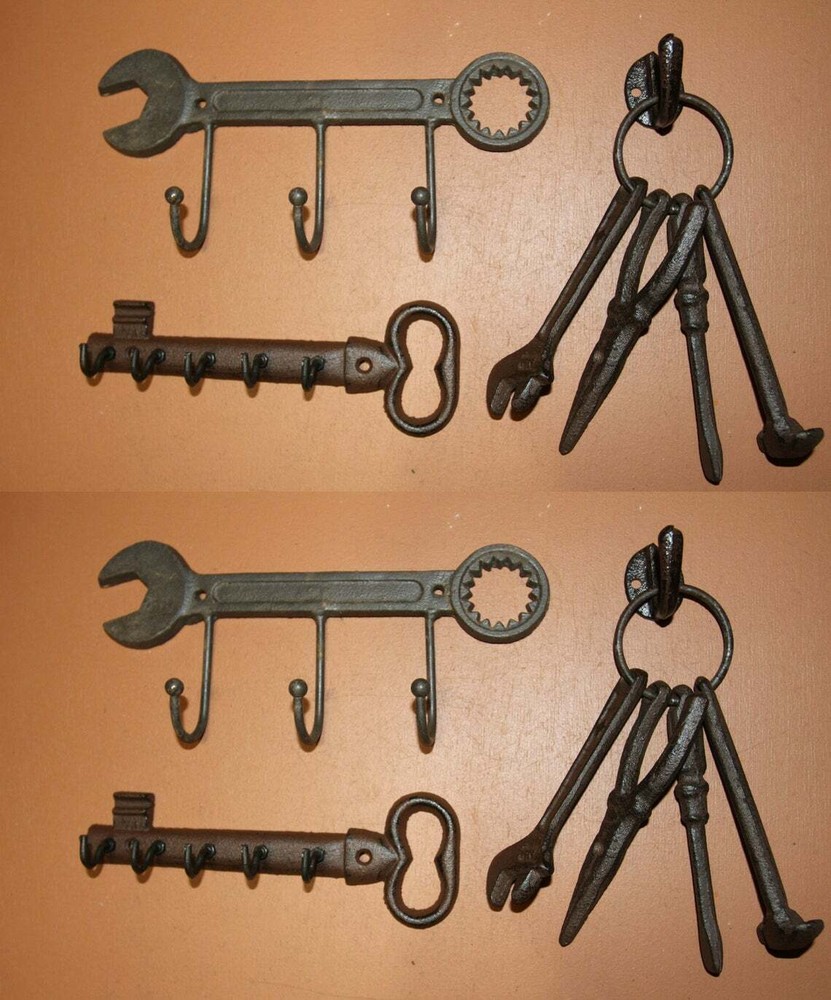 Toolmans Special Vintage Style Tools Decor, Cast Iron Wall Hooks - 4 pcs