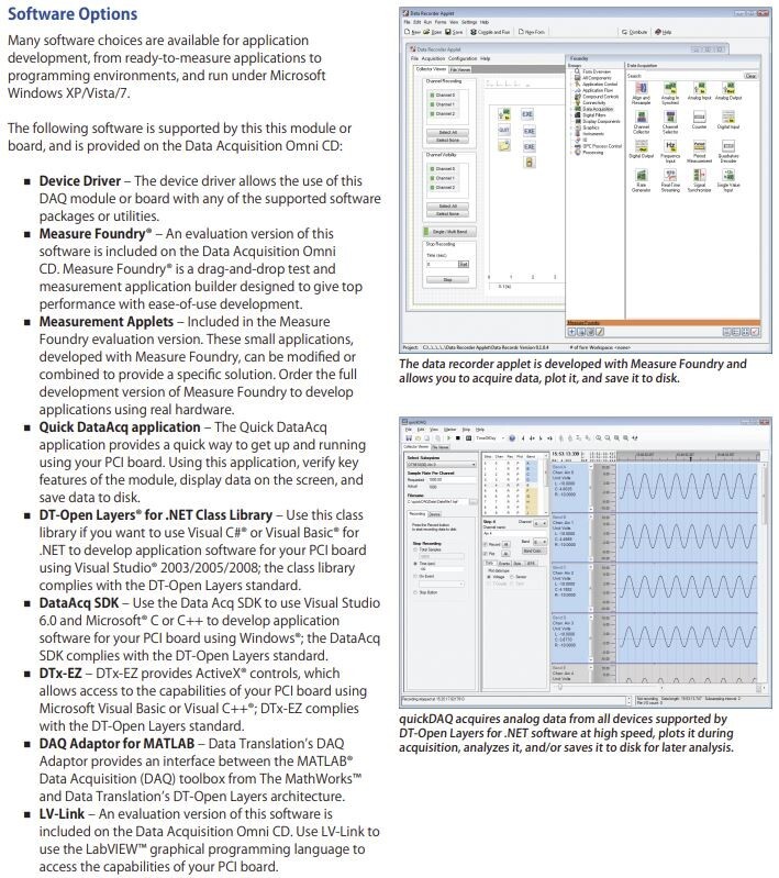 MEASUREMENT COMPUTING DATA TRANSLATION DT9822 USB DAQ HIGH RESOLUTION