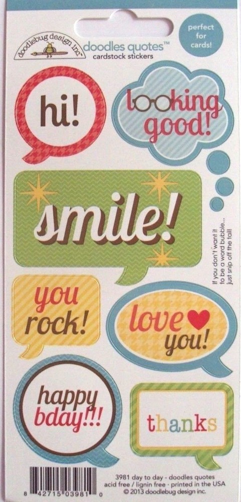 Doodlebug Doodle Quotes Day To Day Mini Stickers #2, NEW