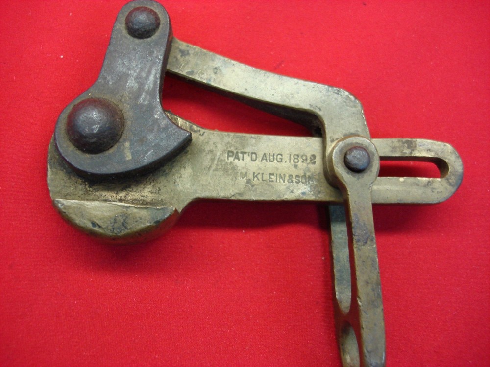 ANTIQUE M. KLEIN & SON'S (KLEIN TOOLS CABLE PULLER - HEAVY DUTY BRASS & STEEL