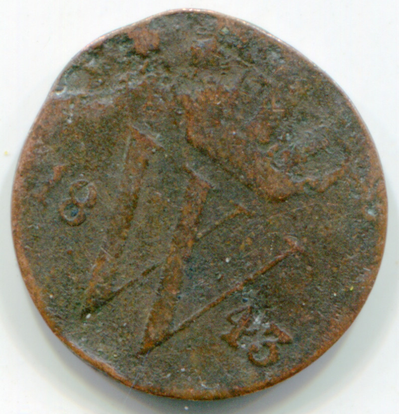 Netherlands 1/2 Cent 1843 very rough KM-68    lotapr5562