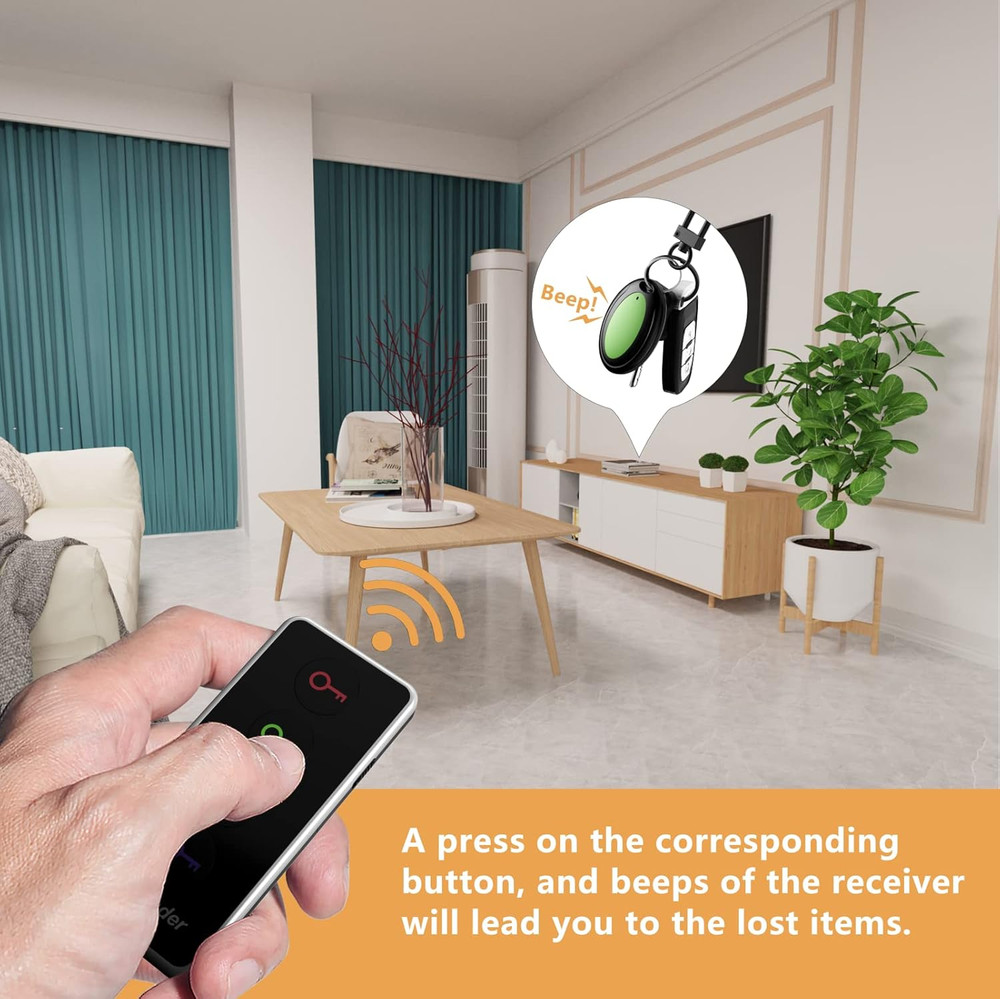 Remote Finder Key Locator 4 Tags LED Light Beeper 131 Ft Range Keychain