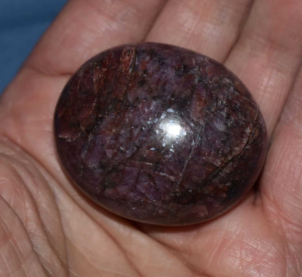Shimmering Ruby Soap-Shaped Palm Stone #2