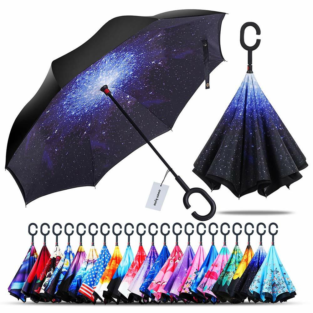 C-Handle Inverted Reverse Umbrella Flower/City/Unicorn (Inside-out, Upside-down)