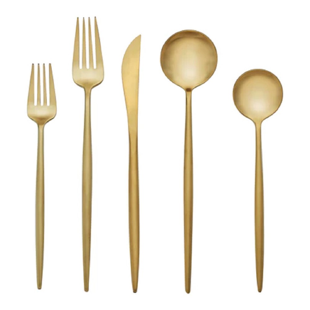 Hampton Silversmiths ZEPHYR GOLD Stainless 20pc Flatware Set (Service for Four)