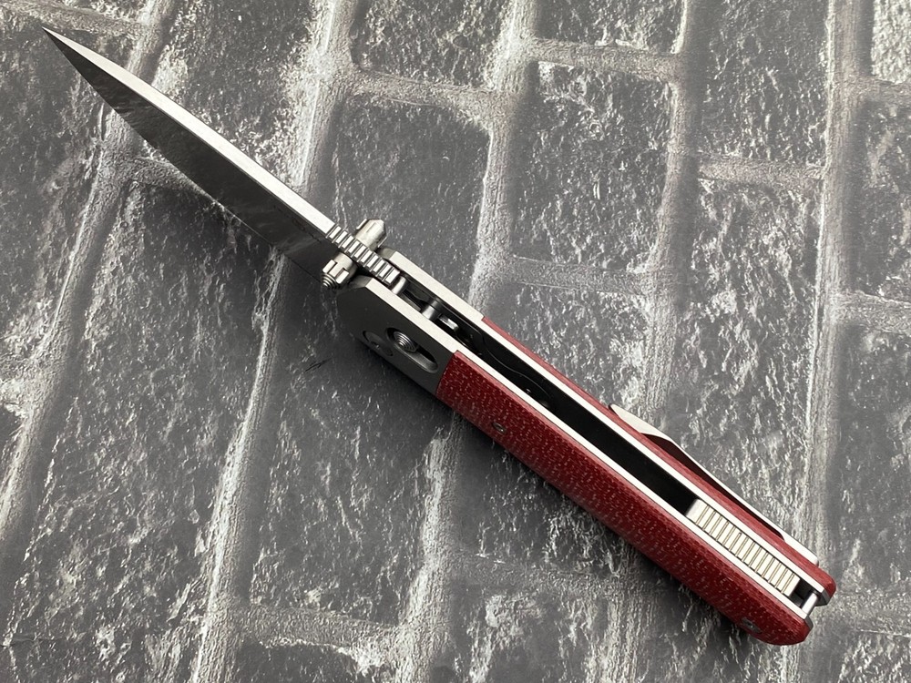 TwoSun TS433-M390-Red Folding Knife Titanium/CF Handle Axis Lock Pocket Knife