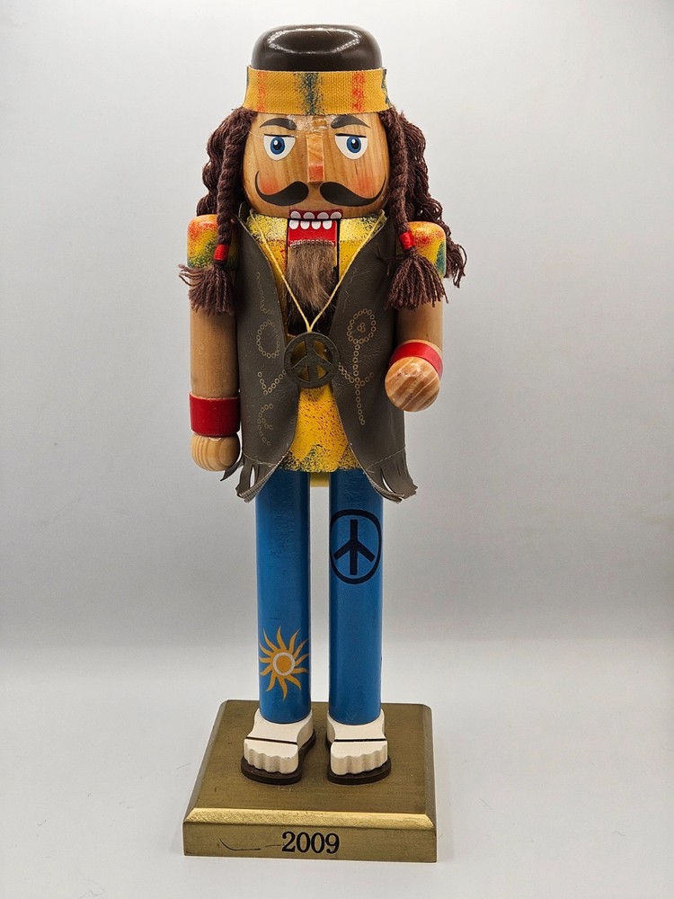 Vintage Decorative Nutcracker Hippie Man Christmas Nutcracker 2009 Target 14 in.
