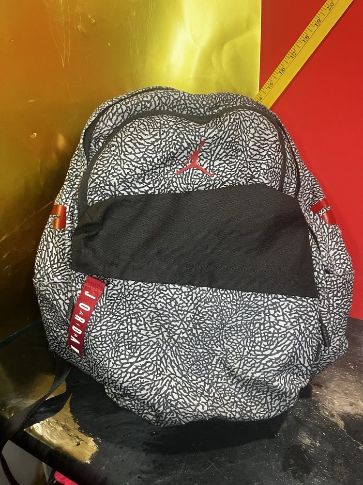 Jordan Abstract Pattern Backpack Black Gray Red Men's Inner Pockets