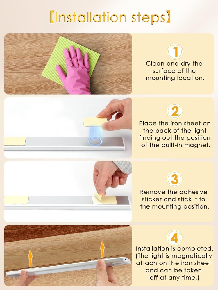 Under Cabinet Lighting Wireless - Motion Sensor, 3 Color & Stepless Brightnes...