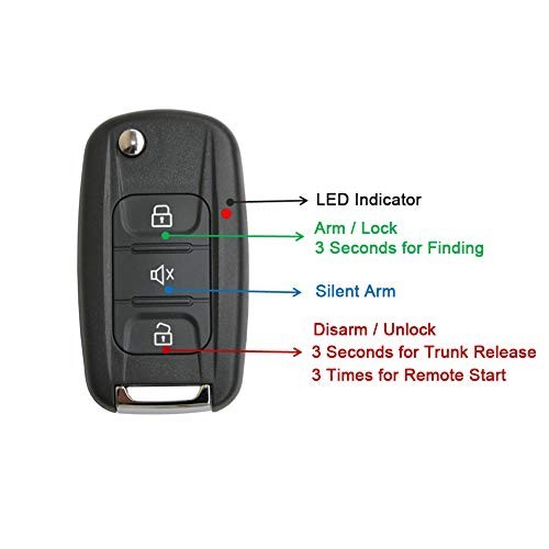 Car Alarm System with Remote Start Kit, Push to Start Button, Security Features