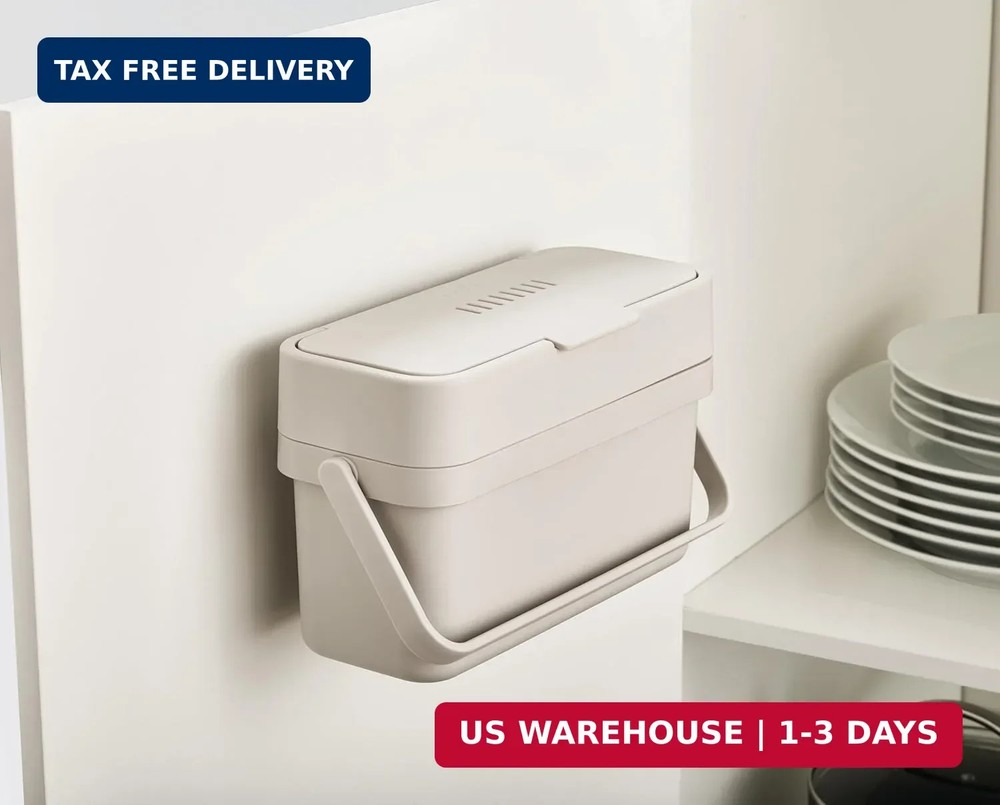 Joseph Joseph Compost Bin 1 Gallon Easy Fill Vent Lid Kitchen Caddy