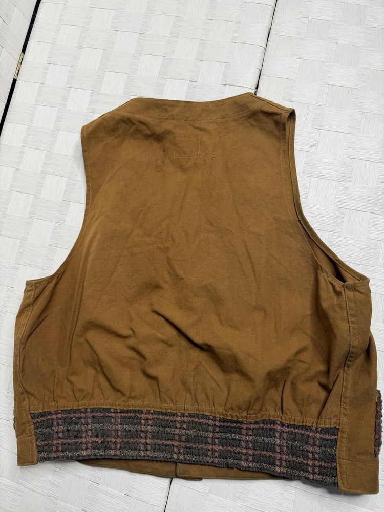 Vintage ISCO Brown Cloth Canvas Hunting Vest Button Closure / Medium