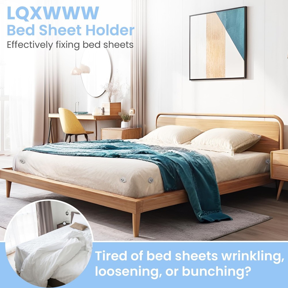 Bed Holders, 4-Pack Clip Grips ，Keep Sheets Tight on All Mattresses, No Elast...