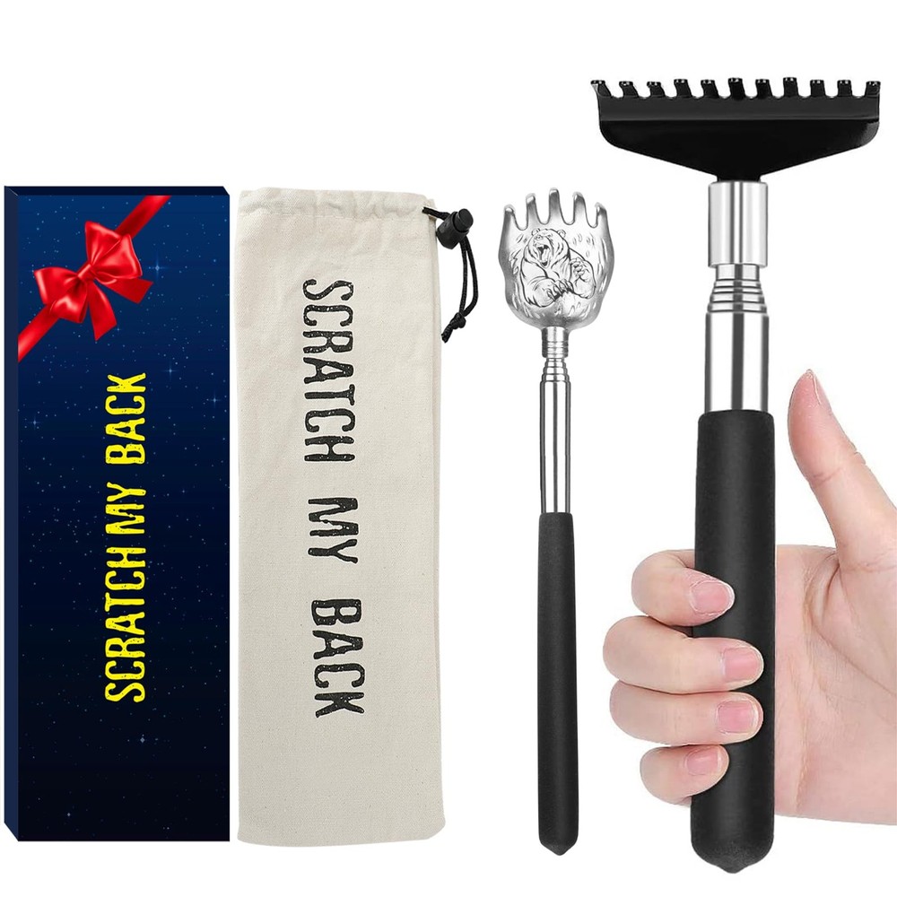 Oversized Back Scratcher Gift Set, 2 Pack, Portable Extendable Black-002pack