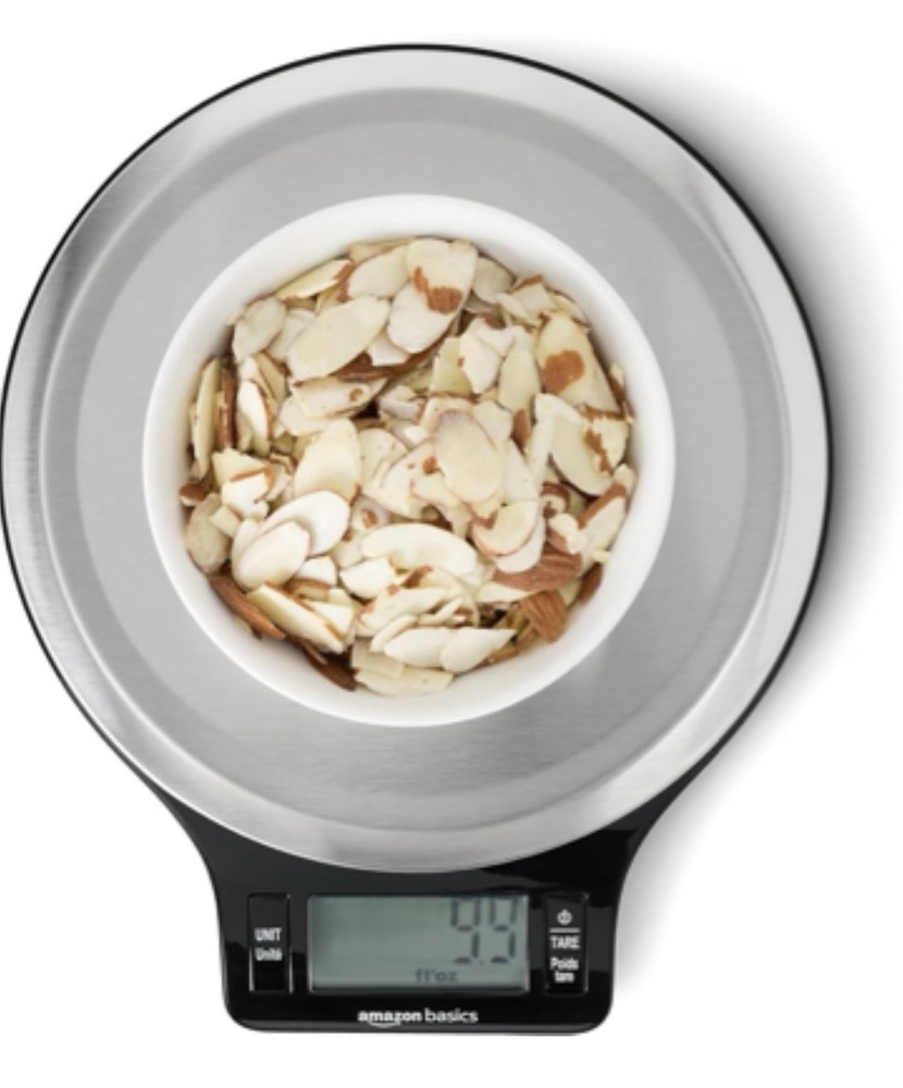Amazon Basics Digital Kitchen Scale with LCD Display, Tare Function, Up To 11 LB