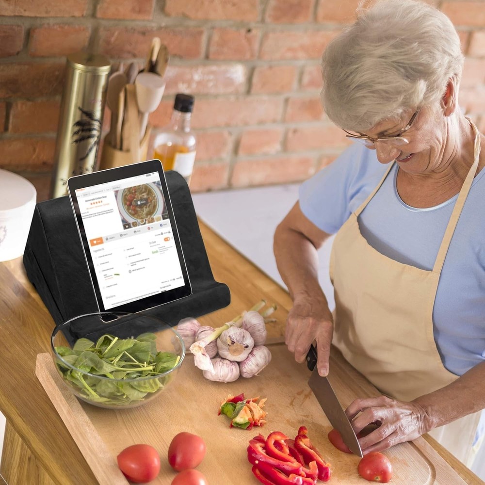 Ontel Pillow Pad Ultra Multi-Angle Soft Tablet Stand, Dark Grey