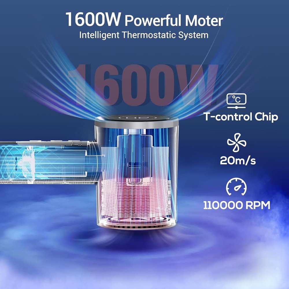 Surome 110000RPM High-Speed Hair Dryer Ionic Fast Dry with Diffuser LED