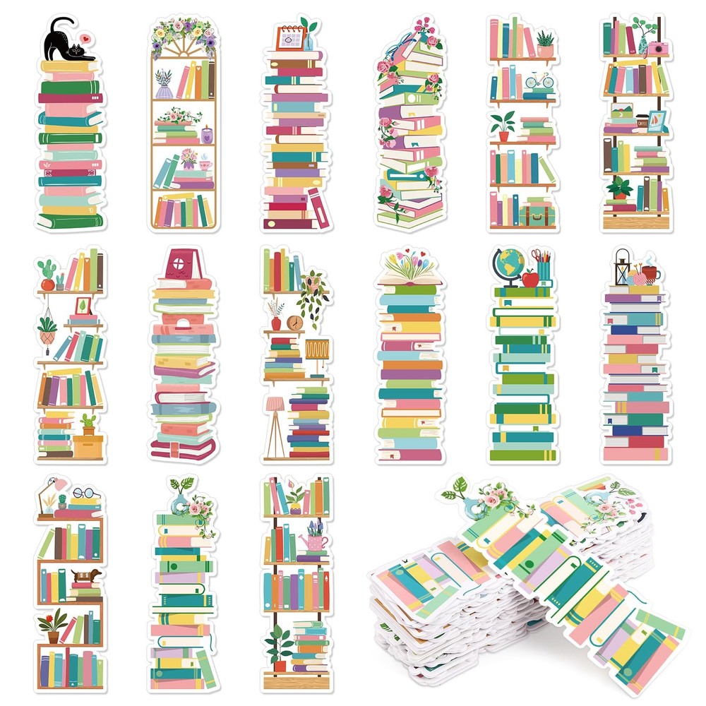 150 Pieces Book Tracker Bookmarks Bulk Bookshelf Design Double-Sided Reading ...
