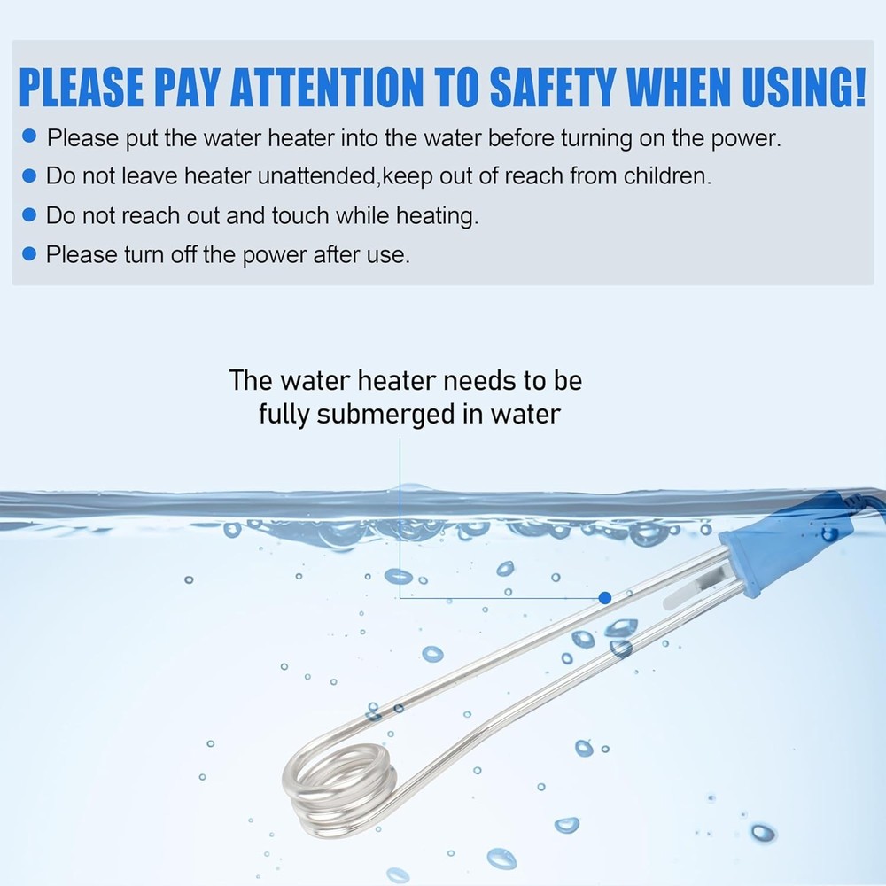 Immersion Heater, Sumersile Water Heater，1500W/1000W-110V Portale Electric Im...