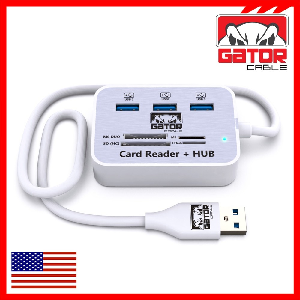 USB 3.1 HUB 3X USB-A 3.0 Port Multi Memory Card Reader MS Micro SD M2 TF Adapter