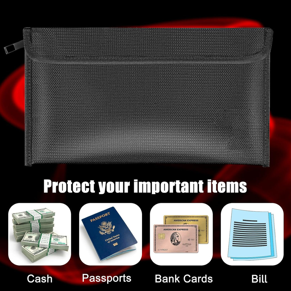 Fireproof Money Bag, Small Fireproof Document Bags, Waterproof and Fireproof ...