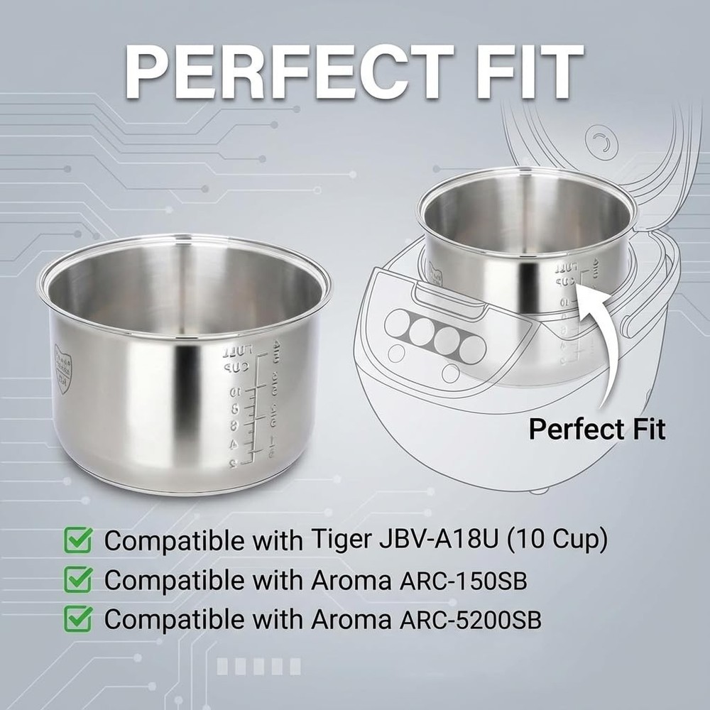 Rice Cooker Replacement Pot, Compatible with Aroma ARC 10cup Inner Pot Large