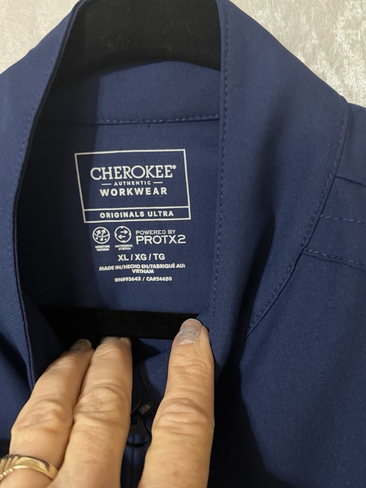 Cherokee Protx2 NWT Scrub Jacket Womens XL Blue Zip Front Stretch