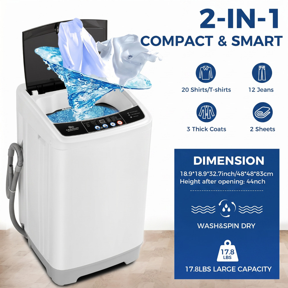 Full-Automatic Portable Washing Machine,Home  Washing Machine with 10 Programs