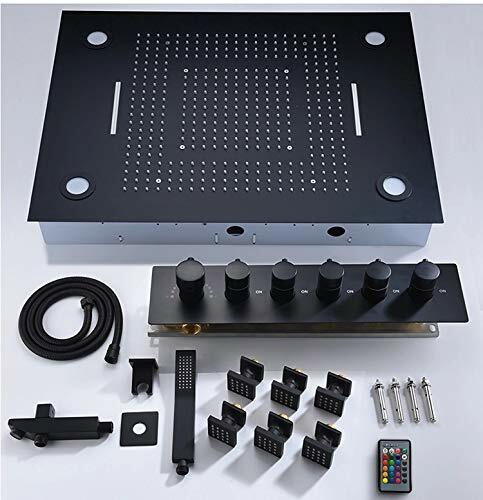 23"x31" Ceiling 6 Function Led Rain Shower System Stainless Steel Matt Black