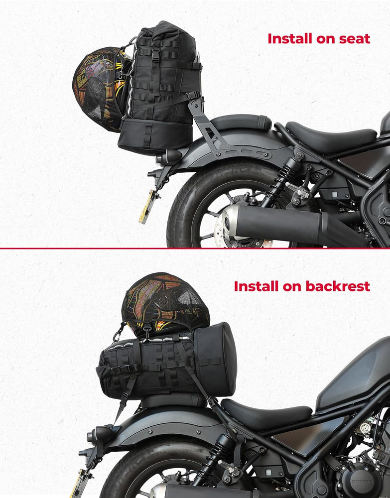 Motorcycle Sissy Bar Backrest Bag Upgraded Version, 37L Expandable Capacity PU L