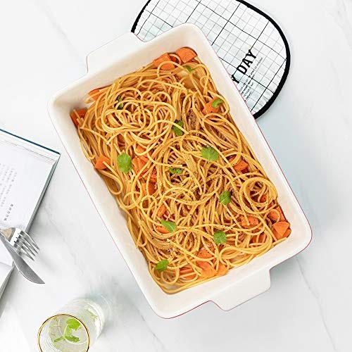 Baking Dishes, Rectangular Bakeware Set Ceramic Baking Pan Lasagna Pans Red