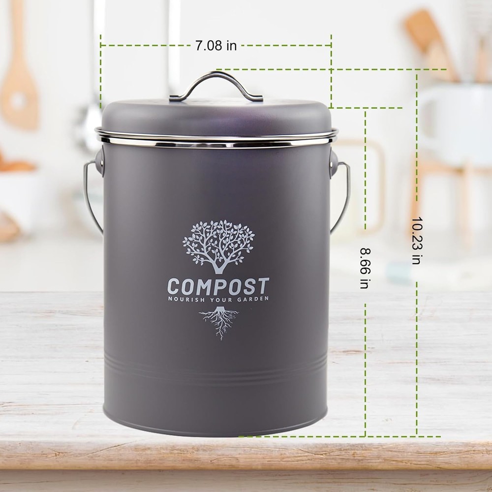Kitchen Countertop Compost Bin Odor Resistant Indoor Compost Bin W/ Lid