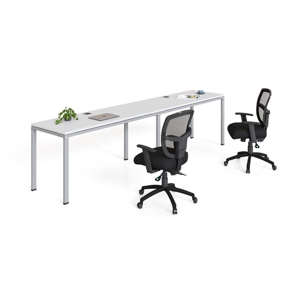 Scranton & Co Engineered Wood 60" x 24" Double Desk Side by Side in White