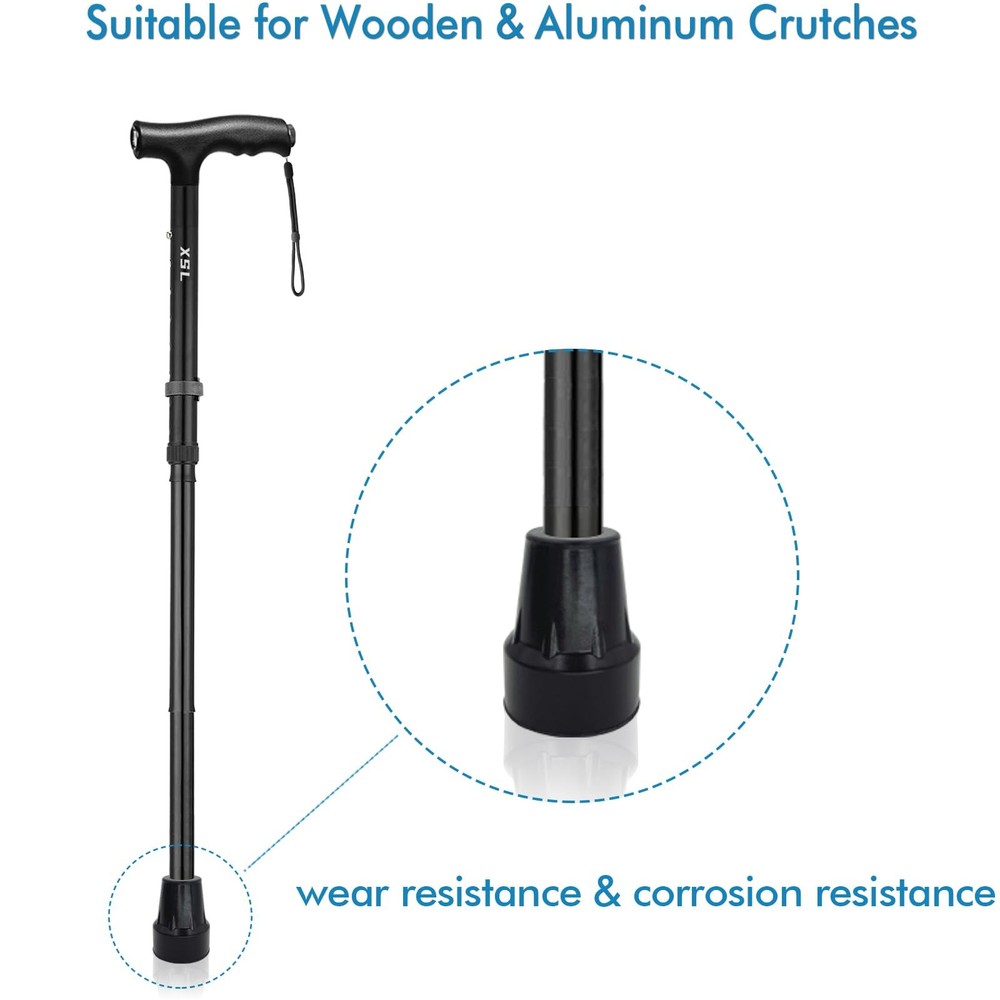 Replacement Cane Tips, 3/4 Inch, Black.