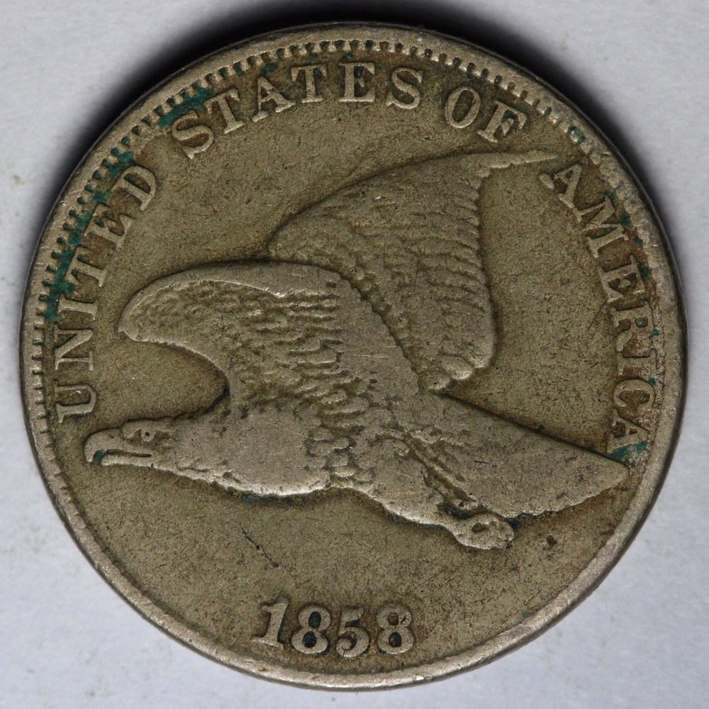 1858 LL Flying Eagle Cent Penny VF E129 VINM