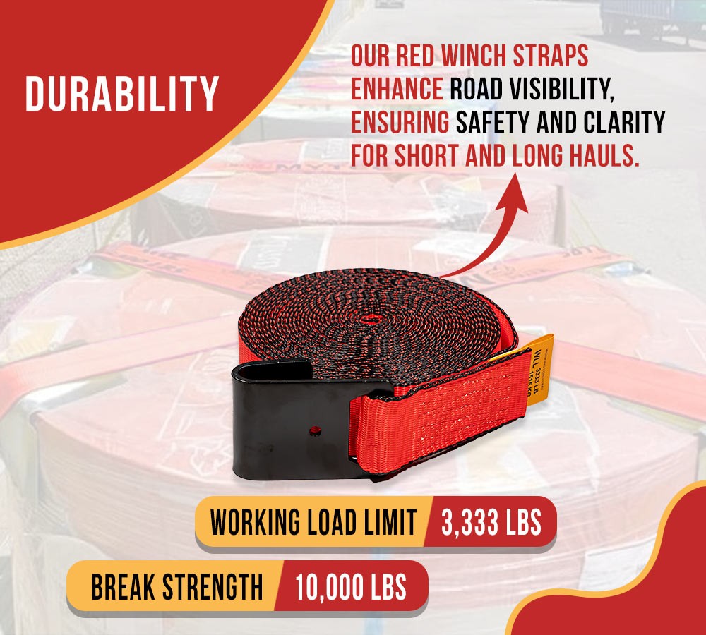 20Pcs 2"x30' Heavy Duty Red Winch Straps Tie Down w/Flat Hook WLL# 3,333 lbs