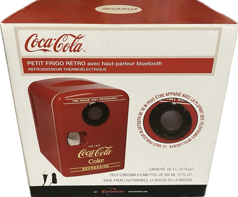 Koolatron Coca-Cola 4L Portable Cooler/Warmer with Bluetooth Speaker AC/DC Power